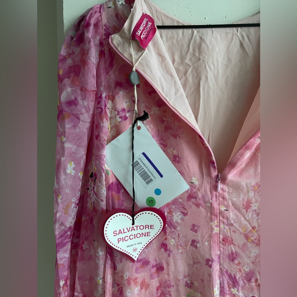Salvatore Piccione SS20 Floral 100% Silk Maxi Dress in Pink Size 42 - Picture 6 of 10